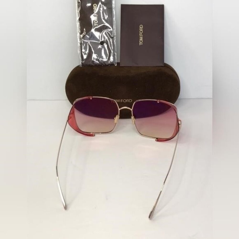 💯 Original Tom Ford Square Sunglasses TF901 Toby-02 28T Gold 60mm FT0901 - Picture 7 of 12